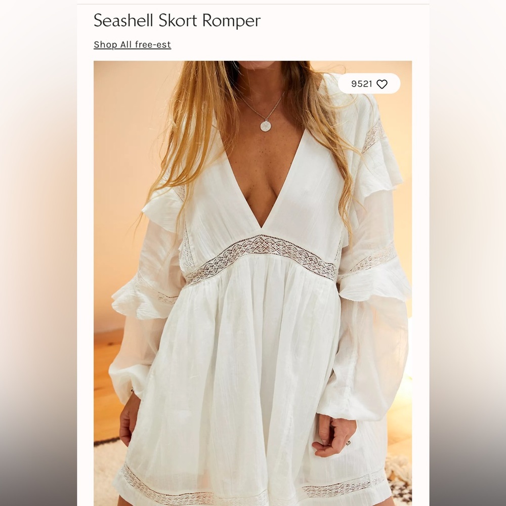 ISO👀 FREE PEOPLE SEASHELL SKORT ROMPER IVORY SIZE XL OR L